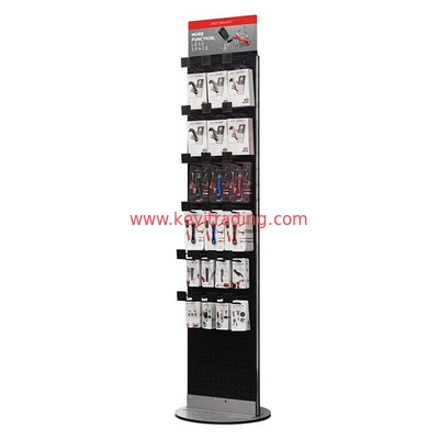 Multipurpose Double Sided Metal Pegboard Hanging Cell Phone Accessory Display Rack With Hooks