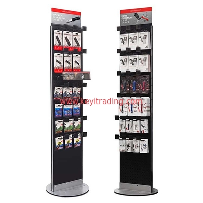Multipurpose Double Sided Metal Pegboard Hanging Cell Phone Accessory Display Rack With Hooks