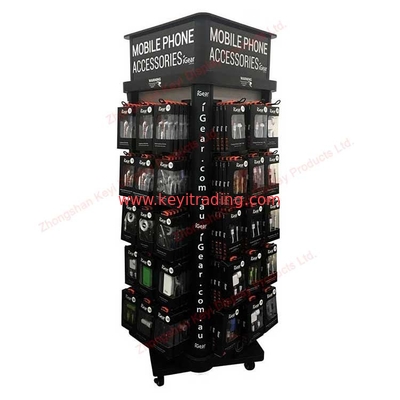4 Sided Mobile Accessories Stand Rotating Cell Phone Charger Display