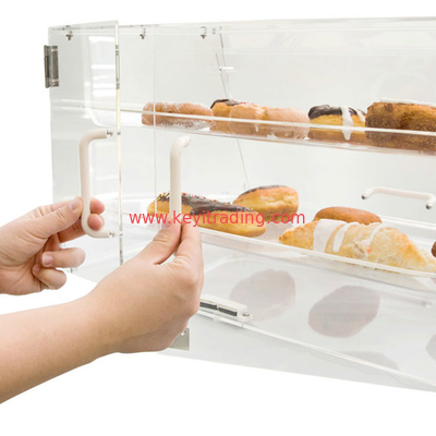 Morden Pop Bread Shop 4 Layer Acrylic Bakery Display Case With 3 Door Handles