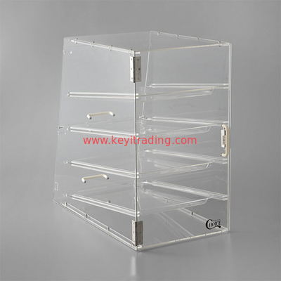 Morden Pop Bread Shop 4 Layer Acrylic Bakery Display Case With 3 Door Handles