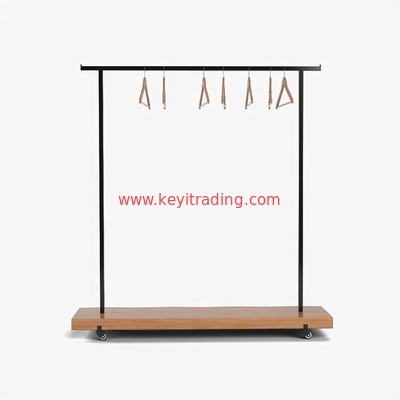 Made In China Single Pole Movable Clothing Rack - Metal And Wood Material