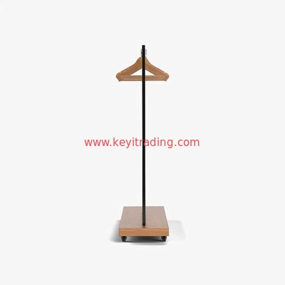 Made In China Single Pole Movable Clothing Rack - Metal And Wood Material