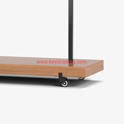 Made In China Single Pole Movable Clothing Rack - Metal And Wood Material