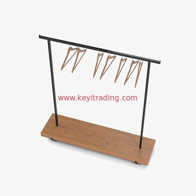 Made In China Single Pole Movable Clothing Rack - Metal And Wood Material