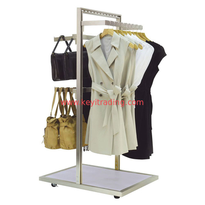 Multiduty Double Sided Adjustable Shelves Hanging Handbag And Clothing Display Rack