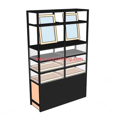 Metal And Wood Material Bread Shop Furniture Bakery Display Cabinet