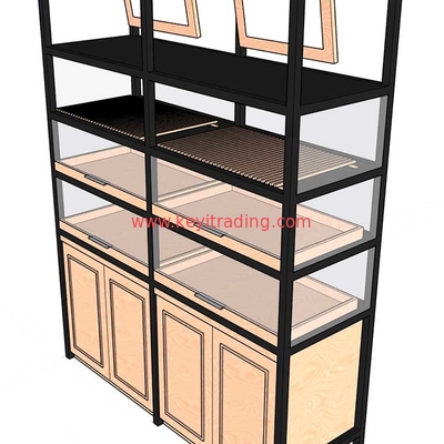 Metal And Wood Material Bread Shop Furniture Bakery Display Cabinet