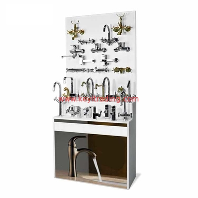 Freestanding 4 Sided Adjustable Wood Slatwall Display Stand For Faucet