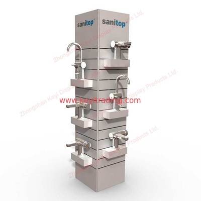 Freestanding 4 Sided Adjustable Wood Slatwall Display Stand For Faucet