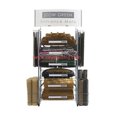 Retail Store 6 Tier Wire Shelf Floor Metal Display Rack For Door Mat