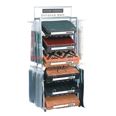 Retail Store 6 Tier Wire Shelf Floor Metal Display Rack For Door Mat