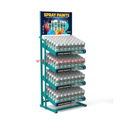 4 Tier Metal Spraycan Rack Aerosol Can Display Stand For Retail Store