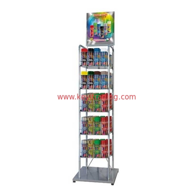 Floor Standing Metal Shlef Retail Store Spraycan Spray Paint Aerosol Can Display Rack