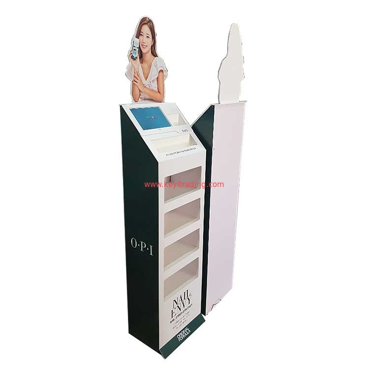 Cosmetics Store Floor Standing 4 Tier Opi Nail Polish Display Rack