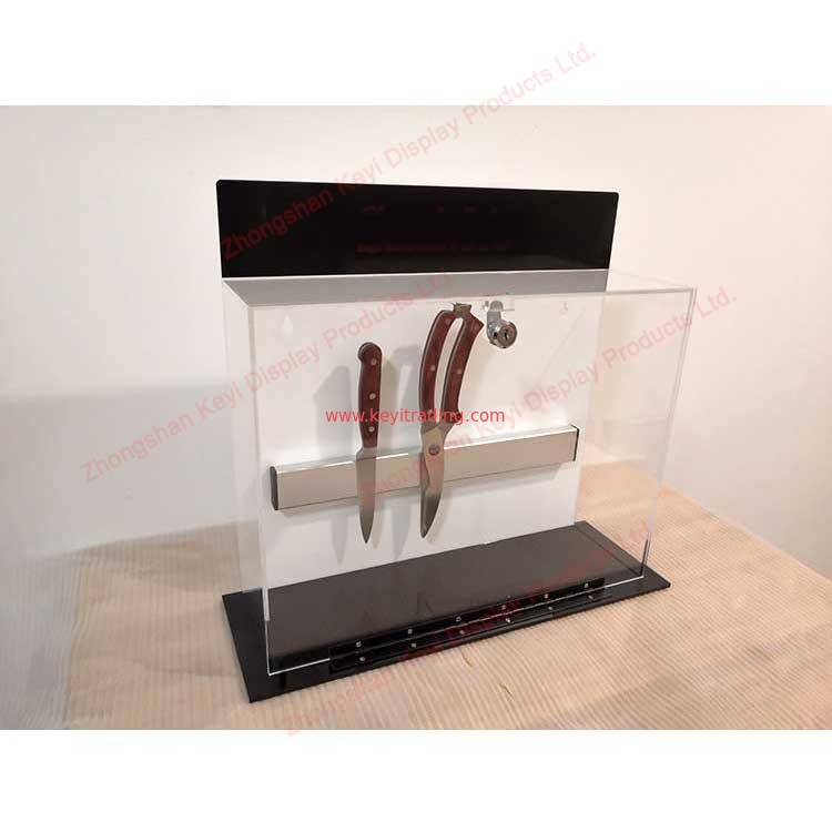 Countertop Wall Mounted Clear Acrylic Knife Display Case With Lock