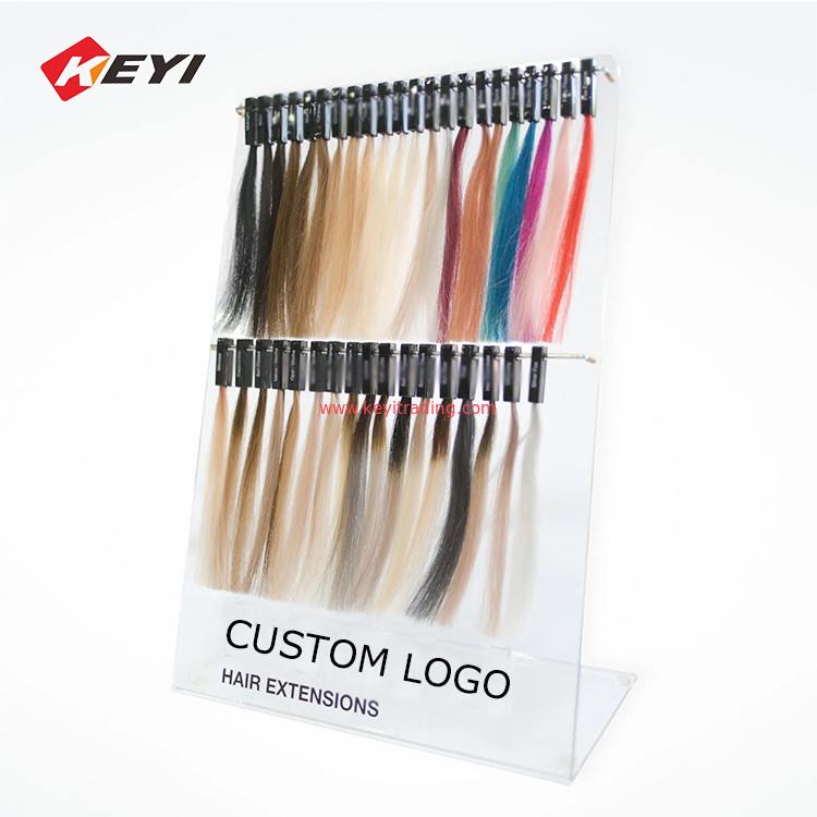 Counter Acrylic L Shape Wig Hair Extension Hanging Rack Metal Wire Stationary Display Movable Stand Holder