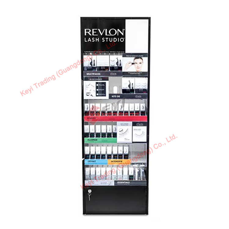 Floor Standing Factory Price Custom Cosmetic Display Cabinet Wooden Makeup Display Rack
