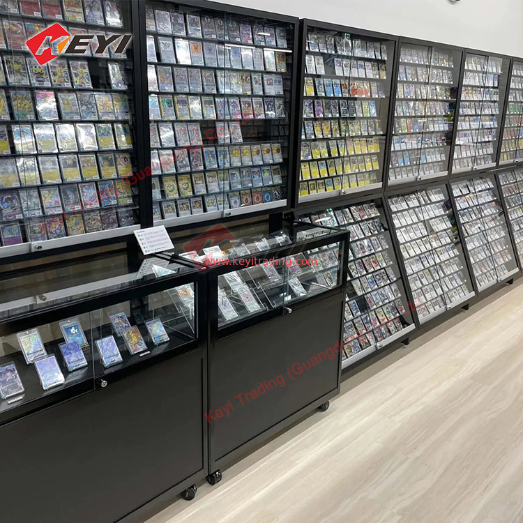 Factory Price Card Display Case High Quality TCG Display Fixtures Metal Aluminum Display Stand Single Side Showcase