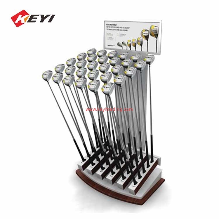 Custom Design Wood Push Rod Stand Floor Golf Club Display Rack