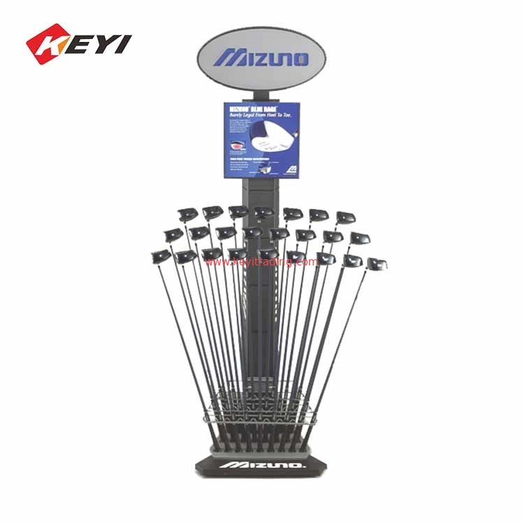 Retail Metal Floor Stand Golf Club Display Rack With LOGO Custom