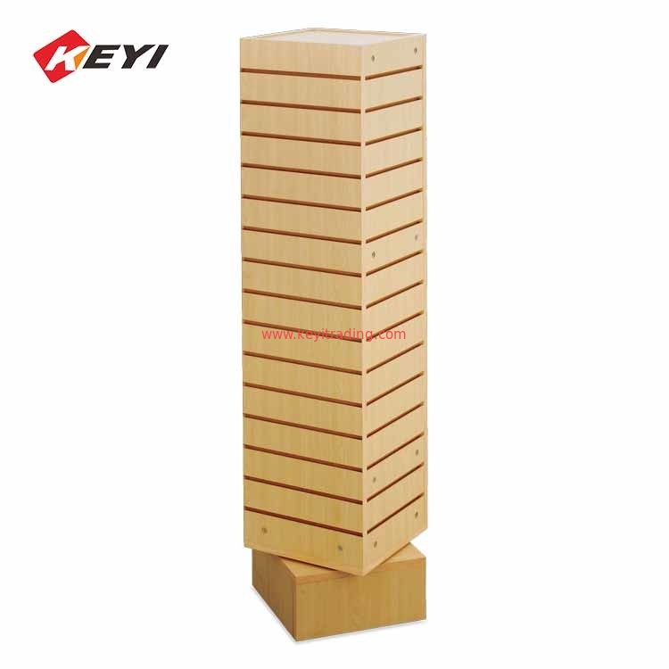 4 Sided Slatwall Display Floor Rotating Display Stand For Snacks