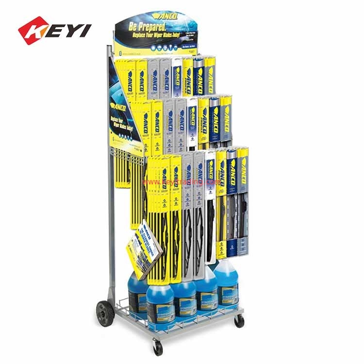 Floor Standing Metal Car Wiper Stand Hanging Wiper Blade Display Rack For Retail