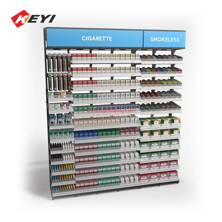 Supermarket Multilayer Metal Rack Retail Cigarette Display Shelves