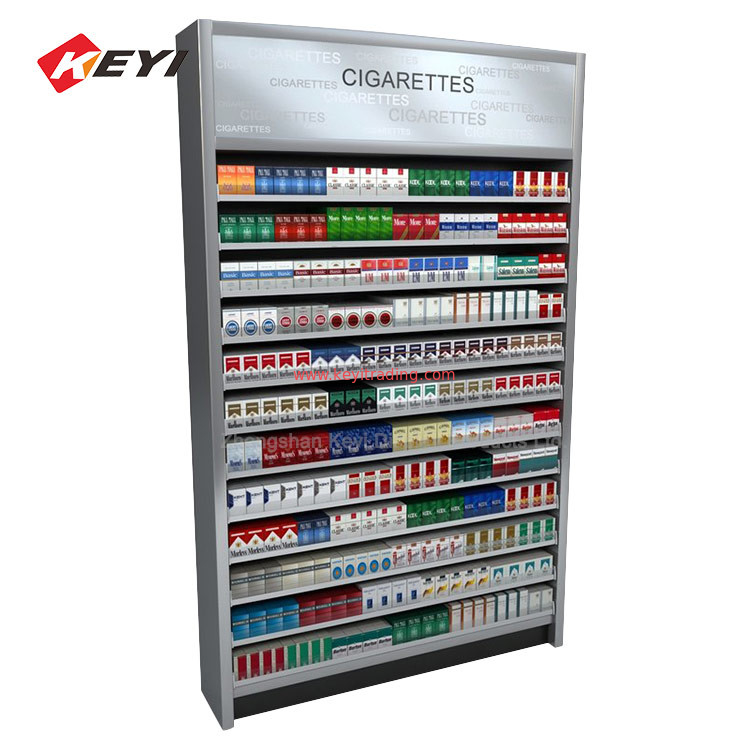 Custom Convenience Store Floor Cigarette Display Fixture Cigarettes Shelf For Sale