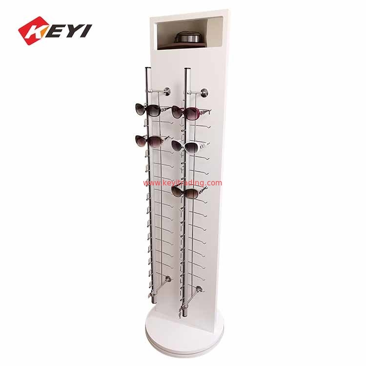 Custom Gas Station Floor Rotating Display Two Side Wood Sunglasses Display Rack