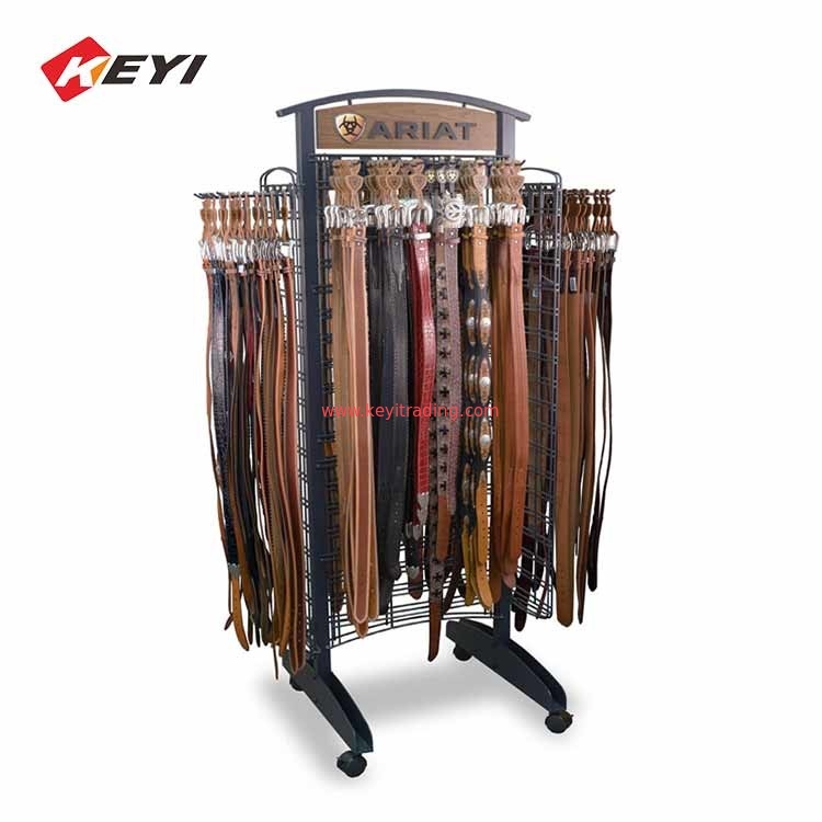 Custom Fashion Metal Wire Grid Rack Hanging Leather Belt Display Stand