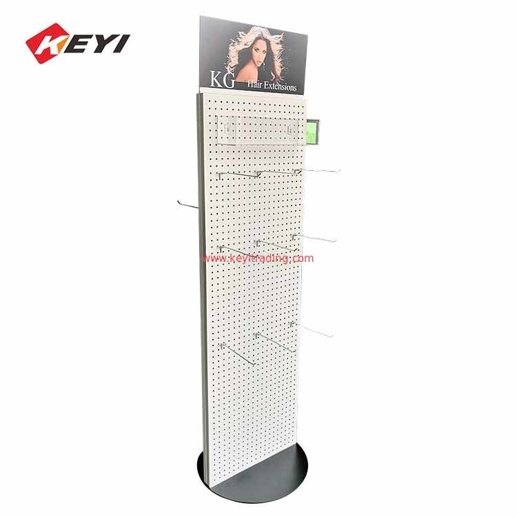 Upright Metal Plate Stand Retail Pegboard Display Shelf Hair Bundle Display Rack