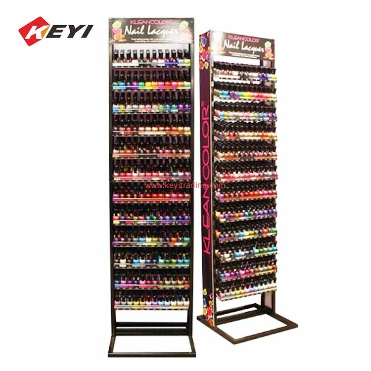 Cosmetics Retail Store Floor Metal Stand Nail Polish Display Rack