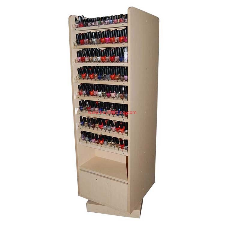 China Factory Custom Retail Store Wood Rotating Nail Polish Display Rack