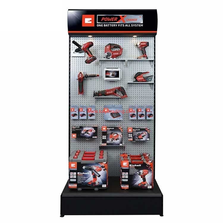 Hardware Store pegboard display stand floor Power tools display