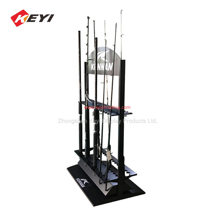 High Quality Fishing Rod Rack floor standing 2 Way Metal Display Stand for Retail store