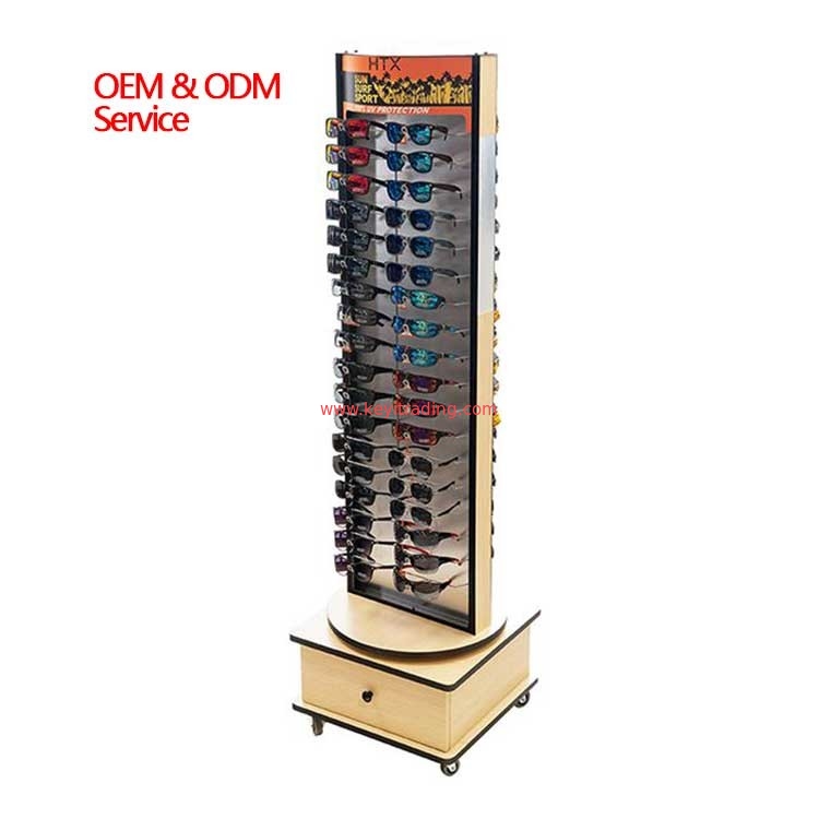 Free Standing 2 Way Sun glasses Stand Sunglasses Display Rack With 2 Acrylic Mirror