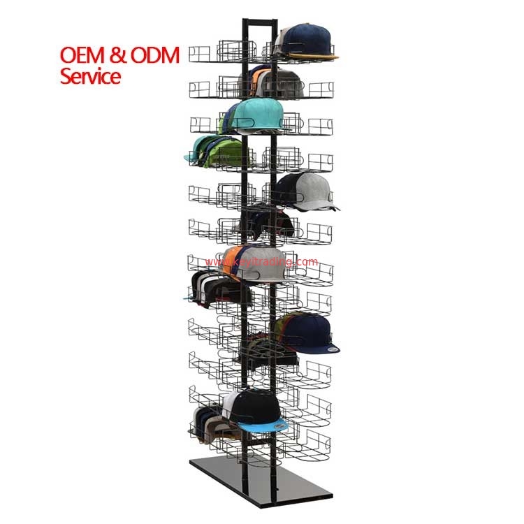 Free Standing Double Sided Metal Wire Baseball Cap Shelves Floor Hat Display Rack
