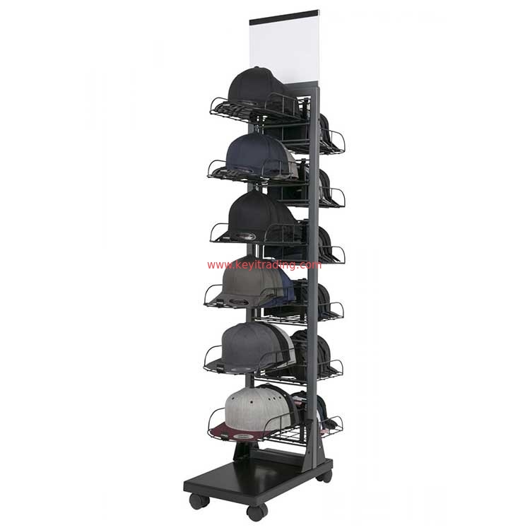 Factory Custom Double Sided Floor Baseball Cap Rack Hat Display Stand