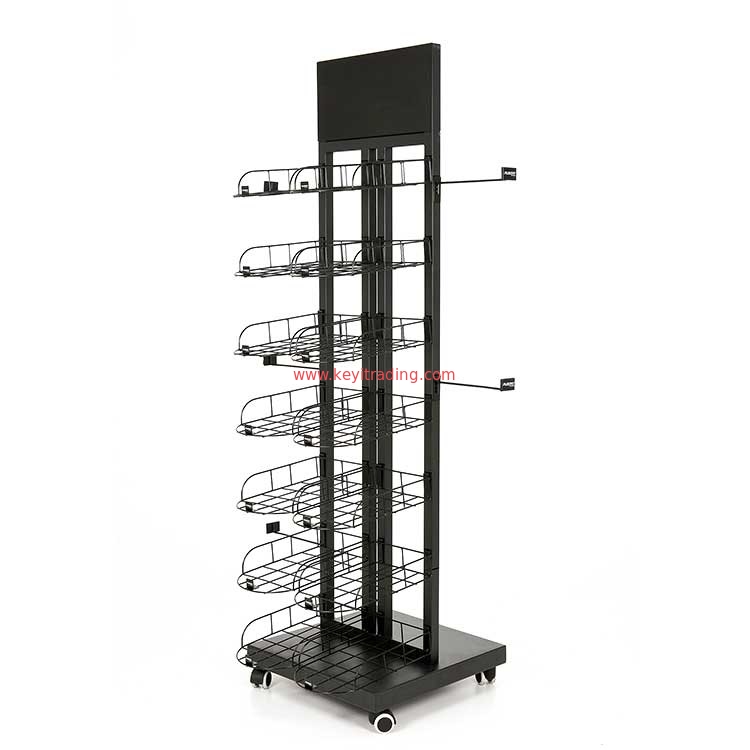 High Quality 2 Way Black Floor Metal Display Rack For Baseball Hat