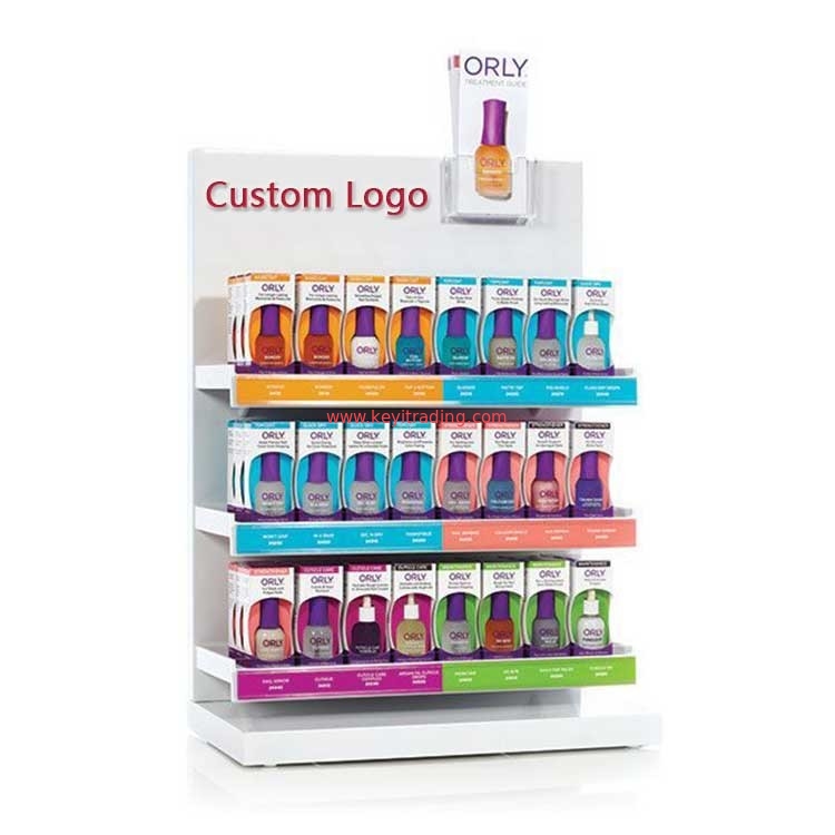 Modern Fashion Countertop White Metal Nail Polish Display - 3 Shelves
