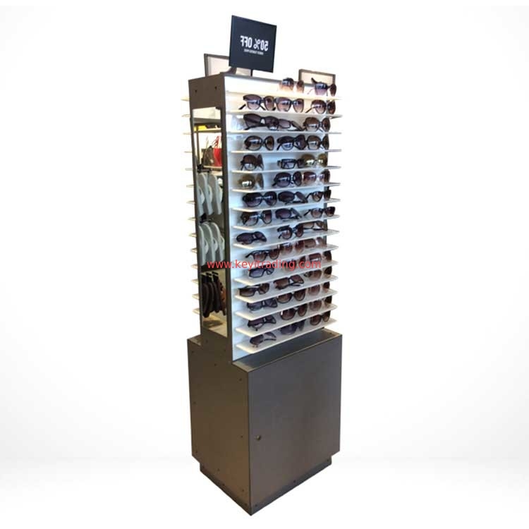 Double Sided Floor Standing Furniture Wooden Sunglasses Display Rack