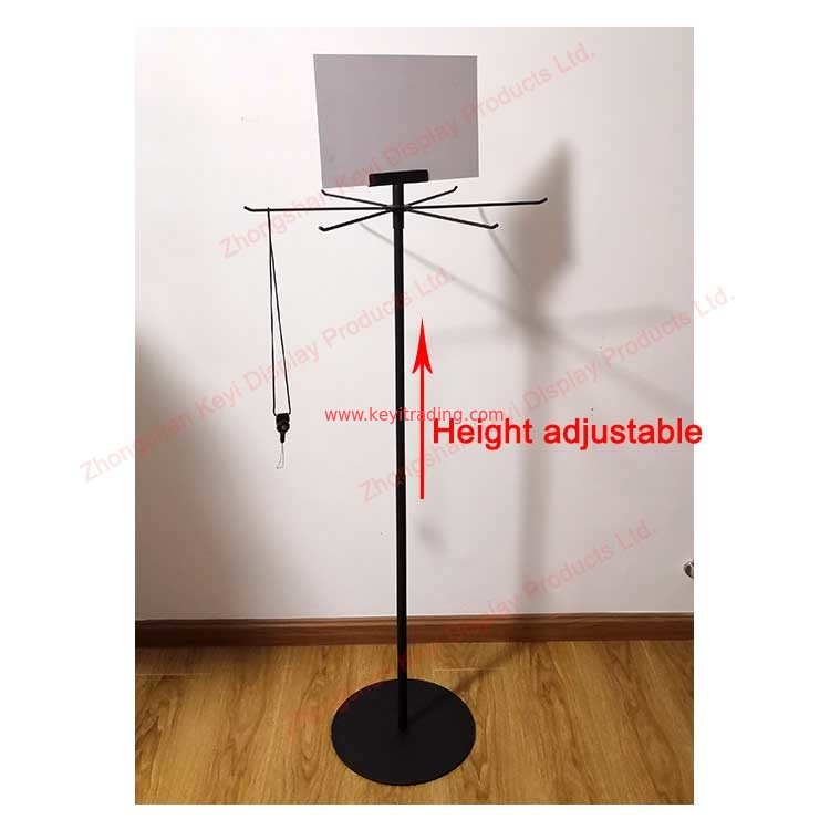 Height Adjustable Floor Hanging Lanyard Display Stand With head holder