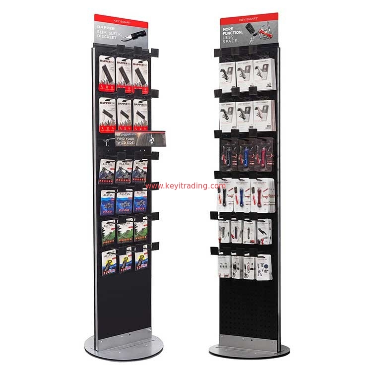 Multipurpose Double Sided Metal Pegboard Hanging Cell Phone Accessory Display Rack With Hooks