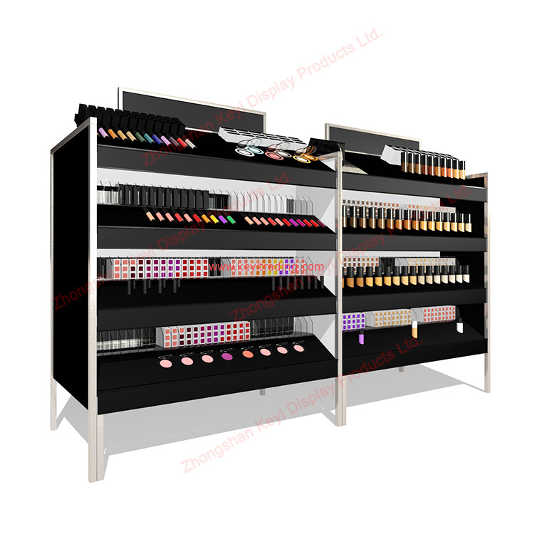 Free standing wood cosmetic display stand cosmetic product store shelf nail polish display cabinets