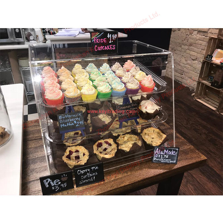 Knock Down Construction Bakery 3 Tier Clear Acrylic Bread Display Case