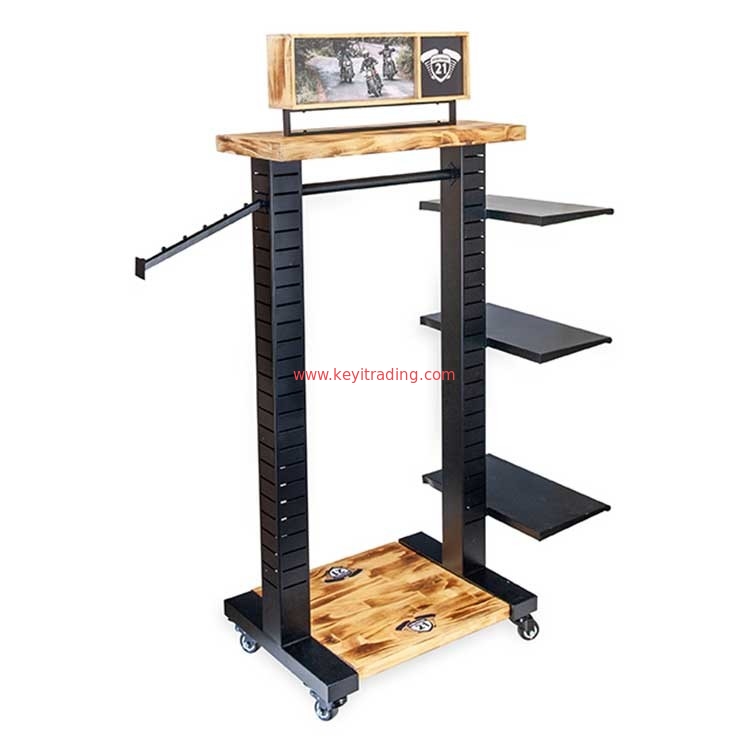 Adjustable Metal Shelves Floor Standing Clothing Store Display Rack