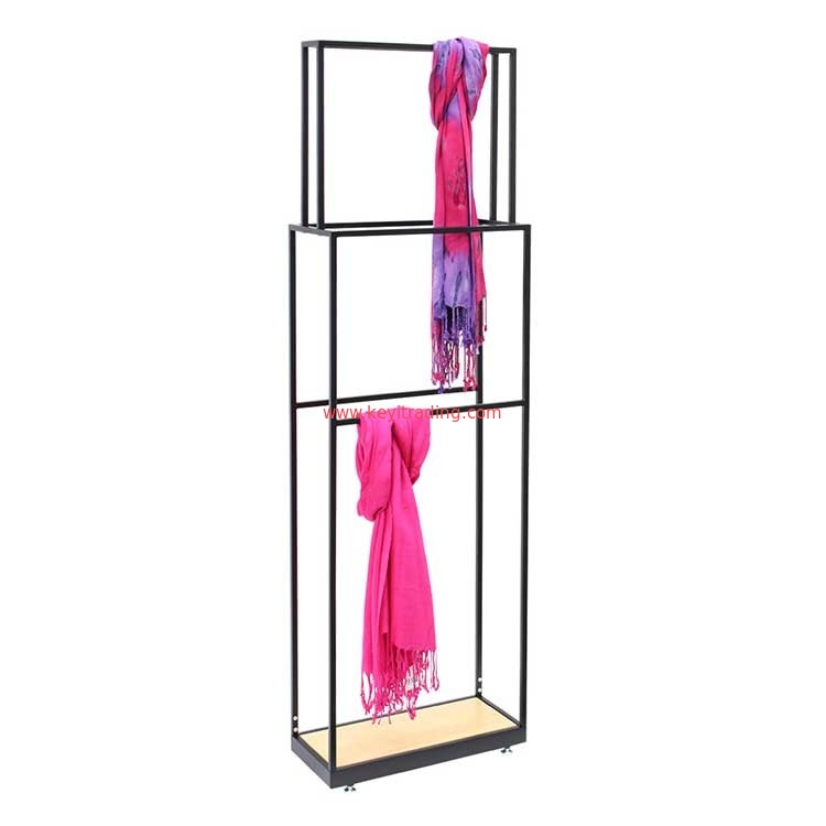 Customized Floor Standing Matte Black Metal Scarf Display Stand