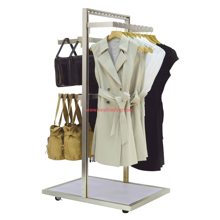 Multiduty Double Sided Adjustable Shelves Hanging Handbag And Clothing Display Rack