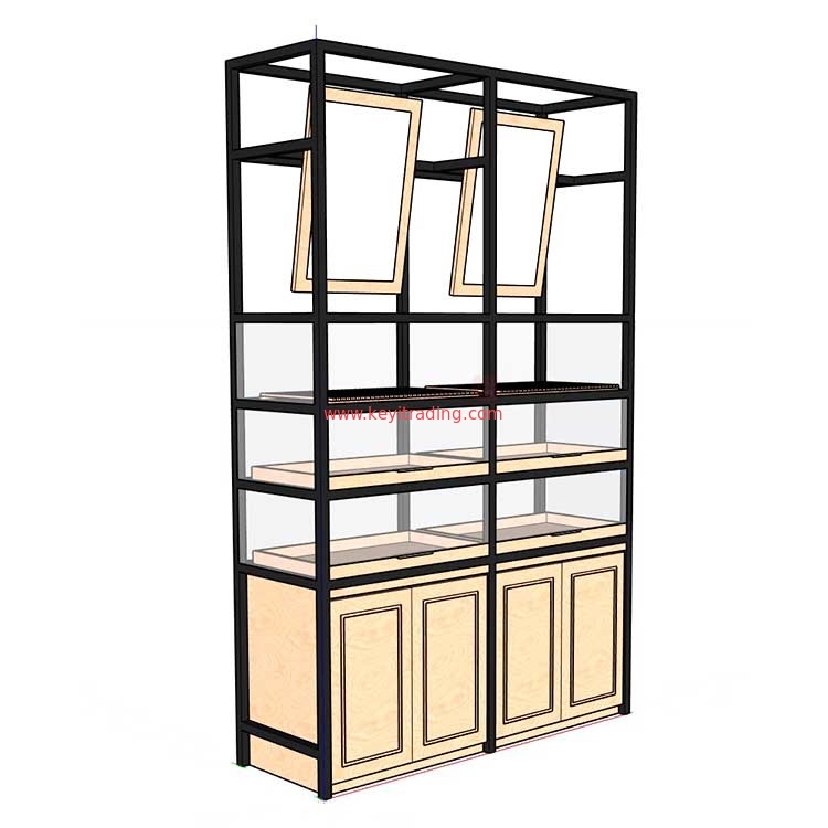 Metal And Wood Material Bread Shop Furniture Bakery Display Cabinet